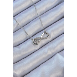 316L Çelik Zincir Gümüş Renk Zirkon Taşlı Minimal Kalp Figür Sonsuzluk Kolye