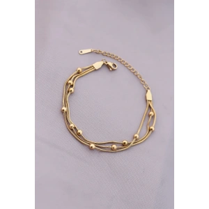316L Kararmaz Çelik Gold Renk Top Zincirli Kadın Bileklik