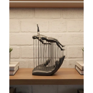 3D El Formlu İnsan Figürü Gri Soyut Tasarım Dekoratif Biblo