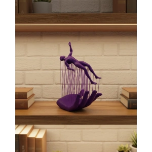 3D El Formlu İnsan Figürü Mor Özgün Sanat Biblosu 12x18 cm