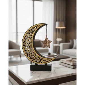 3D Hilal Yıldız Masa Üstü Dekor 23x23 cm Ramazan Konsept Tasarım