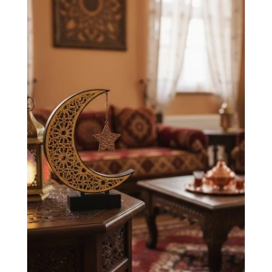 3D Hilal Yıldız Süs 23x23 cm Ev ve Ofis İçin Şık Aksesuar