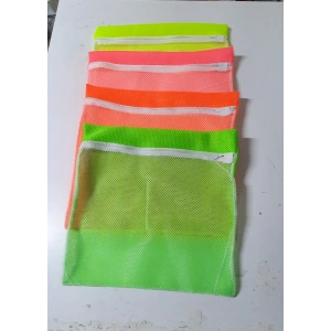 4 Adet 4 Renk  Fermuarlı - Hassas Çamaşır Terlik  Ayakkabı Yıkama Filesi Büyük Boy