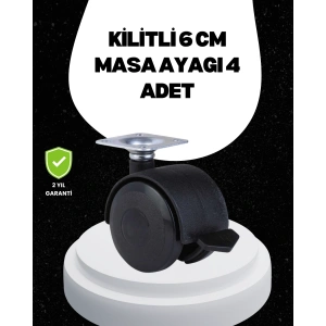6 cm Kilitli Tekerlek Ayak 4 Adet Sehpa ve Ekipman Uyumlu
