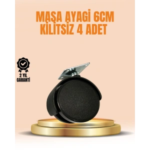 6 cm Kilitsiz Masa Ayağı Tekerleği 4’lü Set Çok Amaçlı