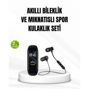 Akıllı Spor Bilekliği ve Gürültü Önleyici Bluetooth Kulaklık Seti