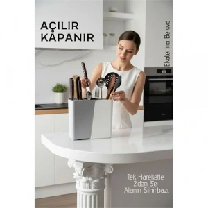 Akıllı Sürgülü Bıçaklık ve Kaşıklık Organizeri - Ayarlanabilir Tezgah Üstü Mutfak Düzenleyici