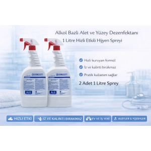 Alkol Bazlı Alet ve Yüzey Dezenfektanı 1 Litre Sprey 2 Adet