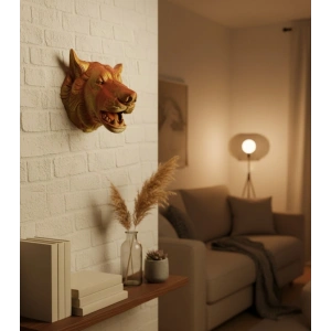 Altın Kaplama Görünümlü Kurt Duvar Süsü