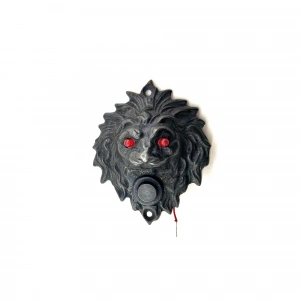 Antika Tarz Dekoratif Pirinç Aslan Kapı Zili - 100x78 mm, Oksit, Led Işıklı