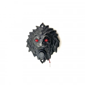 Antika Tarz Dekoratif Pirinç Aslan Kapı Zili - 100x78 mm, Oksit, Led Işıklı