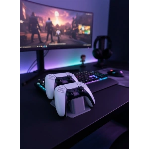 Antrasit İkili Gamepad Tutucu 7x18 cm Masa ve Raf Düzeni