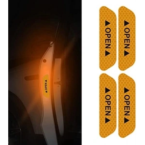 Araba Kapı Açık Uyarı Reflektörü Etiket Sticker 4'lü 9.5x2.5cm Sarı