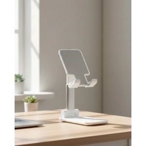 Ayarlanabilir Ergonomik Katlanabilir Masaüstü Telefon Tutucu Beyaz
