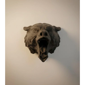 Ayı Tasarım Siyah 3D Duvar Heykeli