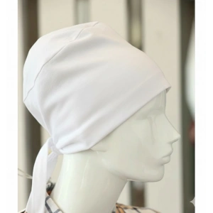 Bağlamalı Tesettür Bone - Bağlamalı Bandana Beyaz 5 Adet