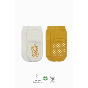 Bistyle Meyve Figürlü Kaymaz Soket Çorap 2Li BS10105 Ekru Hardal