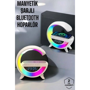 Bluetooth Hoparlör 15W Kablosuz Hızlı Şarj LED Gece Lambası