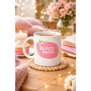 Build Faith UMUDUNU İNŞA ET Yazılı Porselen Kupa MODEL 151 – Motivasyon Temalı, Kahve & Çay Kupası – Hediye Seçeneği