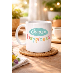 Choose Happiness MUTLULUĞU SEÇ Yazılı Porselen Kupa MODEL 156 – Motivasyon Kupası – Renkli Tasarım – Kahve & Çay Kupası – Mutluluk Temalı Hediye