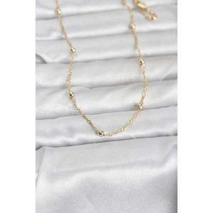 CM 14K Gold Renk Burgu ve Top Zincirli Model 60 cm Kadın Kolye