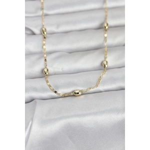 CM 14K Gold Renk Damla Topçuklu Zincir Model 60 cm Kadın Kolye