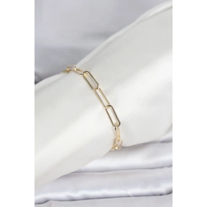 CM 14K Gold Renk Kalın Ataç Zincir Model Kadın Bileklik