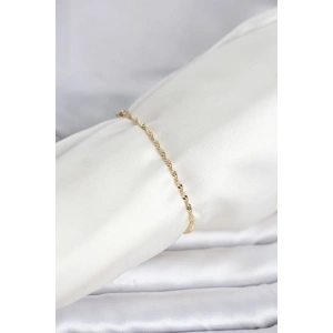 CM 14K Gold Renk Yassı Ezme Burgu Model Kadın Bileklik