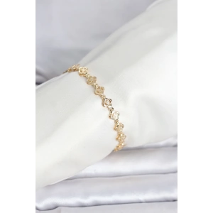 CM 14K Gold Renk Yonca Model Kadın Bileklik