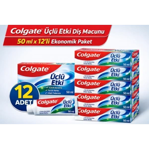 Colgate Üçlü Etki Diş Macunu 50 ml Çürük Koruma & Ferah Nefes 12 ADET
