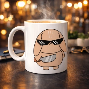 Cool Tavşan Tasarımlı Porselen Kupa MODEL 93 – Eğlenceli, Havalı ve Enerji Dolu Kahve Kupası