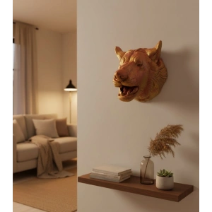 Dekoratif Altın Gold Kurt Duvar Heykeli Asılabilir Hediyelik 25x19 cm