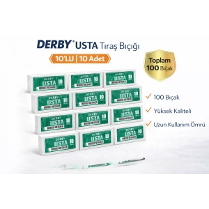 Derby Usta Çift Taraflı Jilet Tam Bıçak Berber Jileti 10LU 10 PAKET