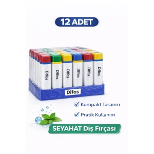 Difas Seyahat Tipi Diş Fırçası ve Diş Macunu Seti | Kapaklı Taşınabilir 12 Adet