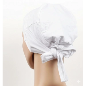 Dikişsiz Bağlamalı Tesettür Bone - Bağlamalı Bandana Beyaz