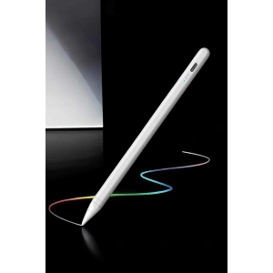 Dokunmatik Kalem Beyaz Şarjlı Yedek Uçlu Android ve İOS Uyumlu