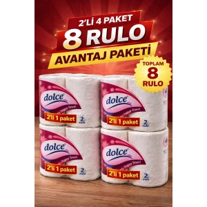 Dolce Çift Katlı Kağıt Havlu 2li Rulo 4 Paket Yüksek Emicili Çok Amaçlı Kağıt Havlu