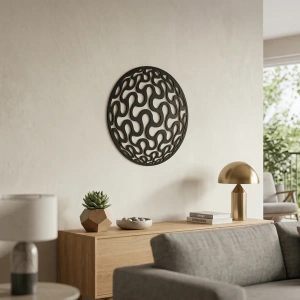 Geometrik Desenli Daire Duvar Tablosu MDF Lazer Kesim Modern Minimal Duvar Süsü