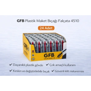 GFB Plastik Maket Bıçağı Falçata 4510 Profesyonel Maket Bıçağı 24 Adet
