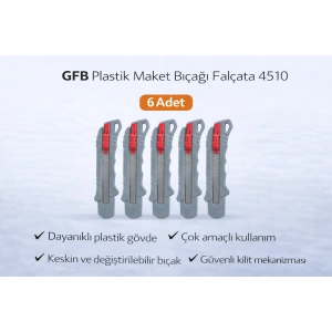 GFB Plastik Maket Bıçağı Falçata 4510 Profesyonel Maket Bıçağı 6 Adet