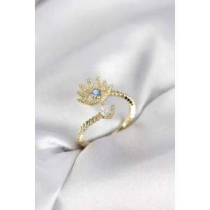 Gold Renk Göz Model Zirkon Taşlı Kadın Yüzük