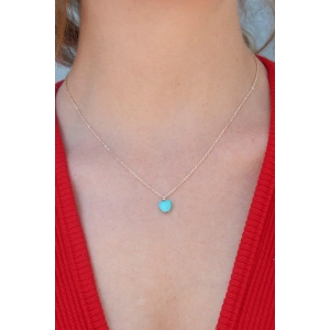 Gold Renk Mavi Boncuk Figür Kadın Kolye