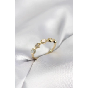 Gold Renk Minimal Kalp Model Zirkon Taşlı Pirinç Kadın Yüzük