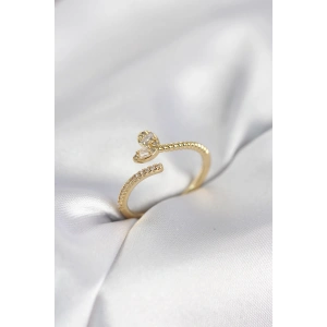 Gold Renk Pirinç Kuyruklu Kalp Model Kadın Yüzük