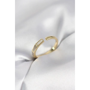 Gold Renk Sedefli Çubuk Model Kadın Yüzük