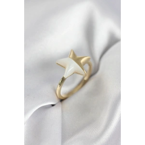 Gold Renk Sedefli Yıldız Model Kadın Yüzük