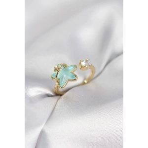 Gold Renk Turkuaz Yıldız Model Kadın Yüzük