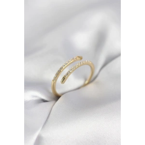 Gold Renk Yılan Kuyruk Model Zirkon Taşlı Kadın Yüzük