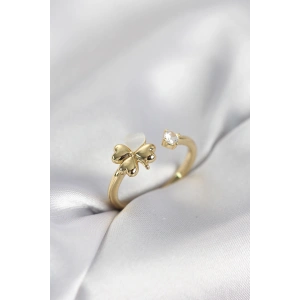 Gold Renk Yonca Model Sedefli Kadın Yüzük