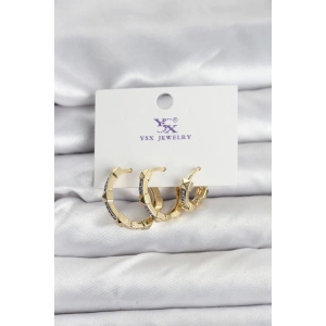 Gold Renk Zirkon Taşlı Kadın Küpe